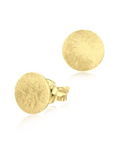 Gold Plated Scratched Disc Stud Earring STS-2150-GP